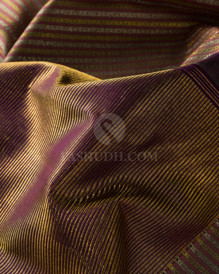 Aubergine And Grey Kanjivaram Silk Saree-S1687(A)