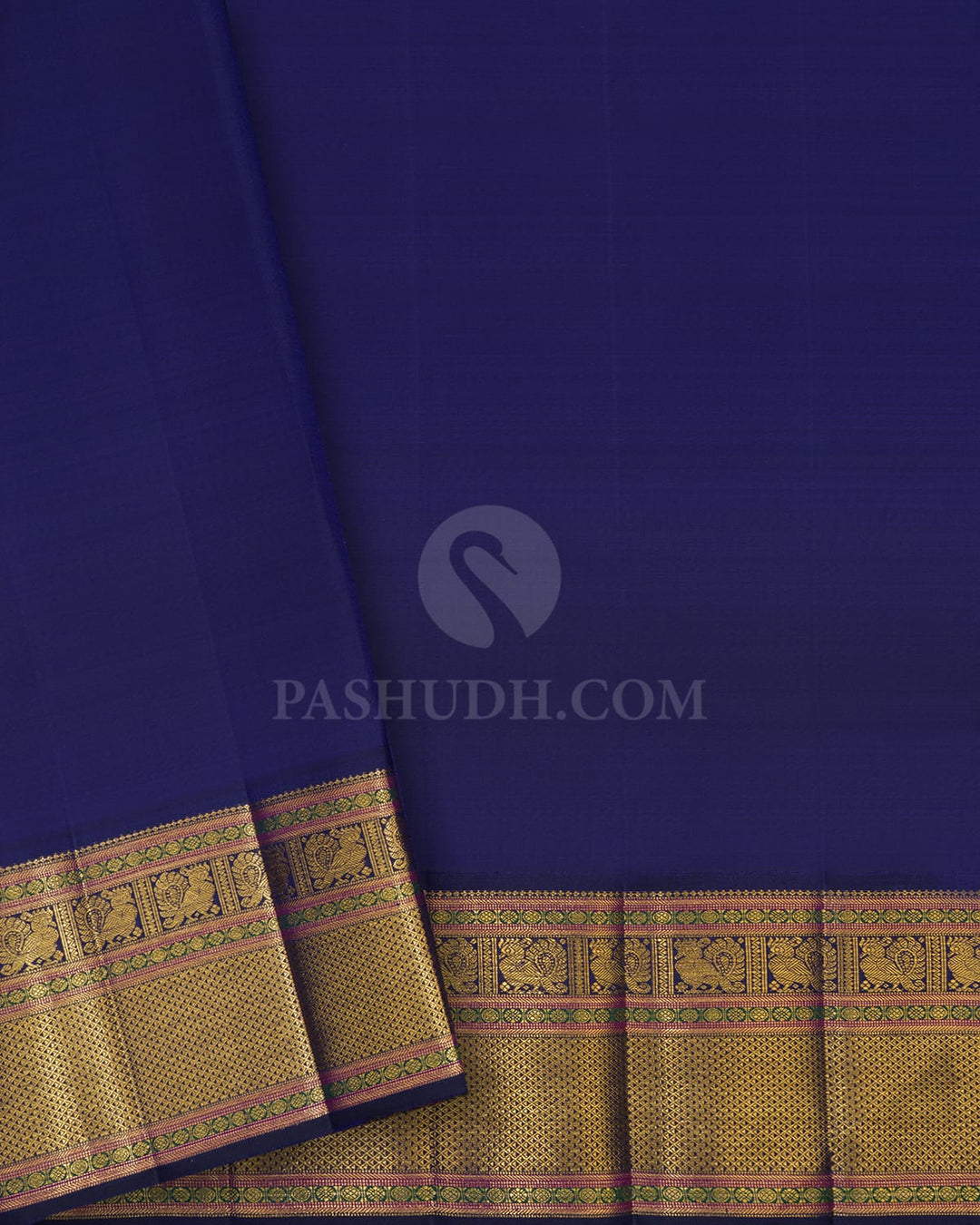 Peach Pink And Navy Blue Kanjivaram Silk Saree-S1601(B)