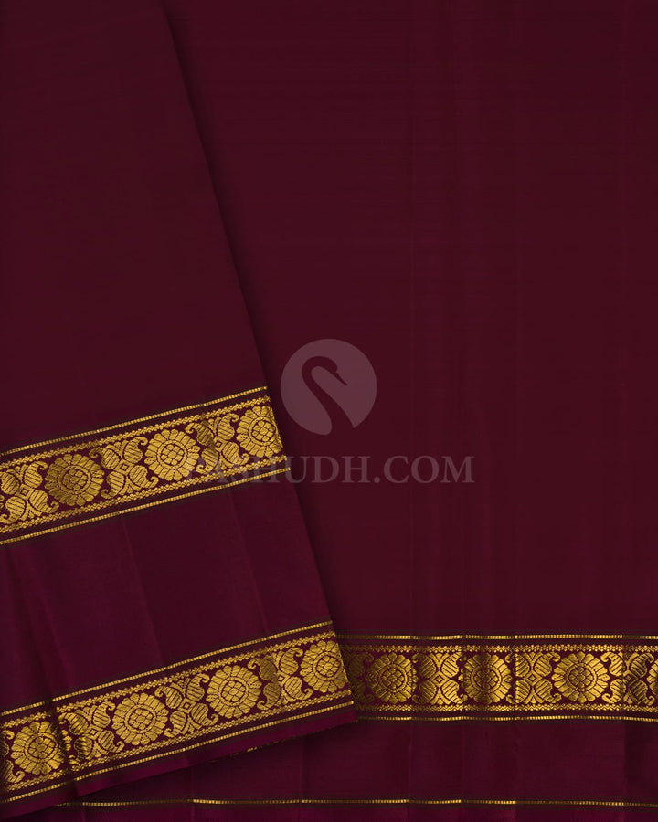 Bright Yellow And Arakku Kanjivaram Silk Saree-S1587(C)