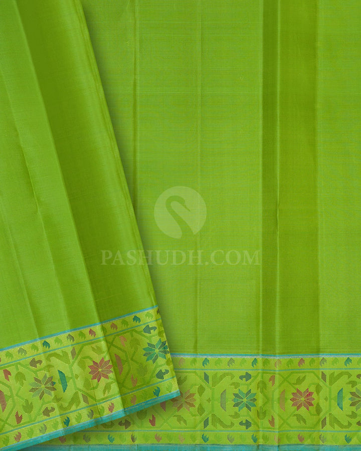 Royal Purple And Parrot Green Kanjivaram Silk Saree-S1691(A)