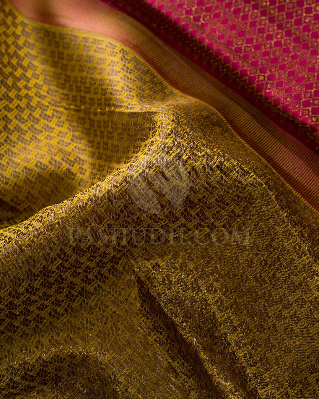 Golden Yellow And Maroon Kanjivaram Silk Saree-DT317(B)