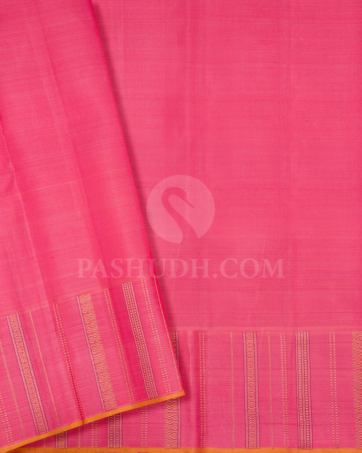 Royal Blue With Watermelon Pink Kanjivaram Silk Saree-S1449(D)