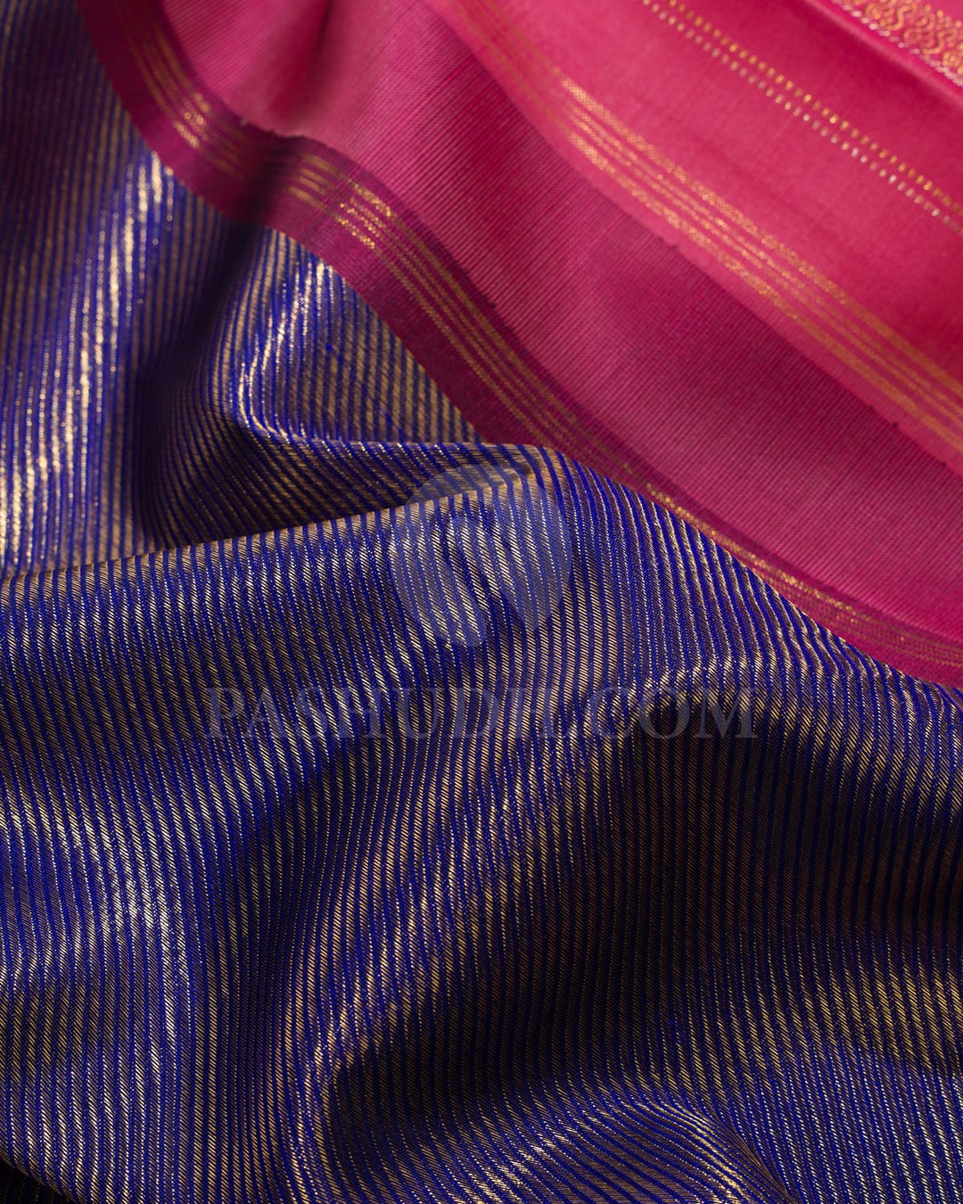 Royal Blue With Watermelon Pink Kanjivaram Silk Saree-S1449(D)