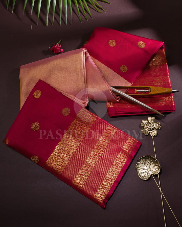 Baby Pink With Rani Pink Kanjivaram Silk Saree-S1709(A)