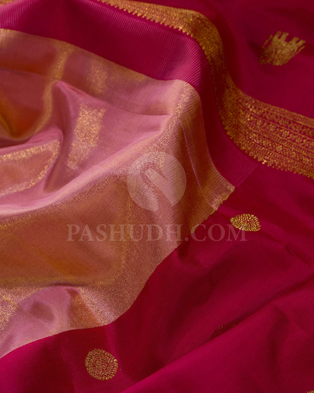 Baby Pink With Rani Pink Kanjivaram Silk Saree-S1709(A)