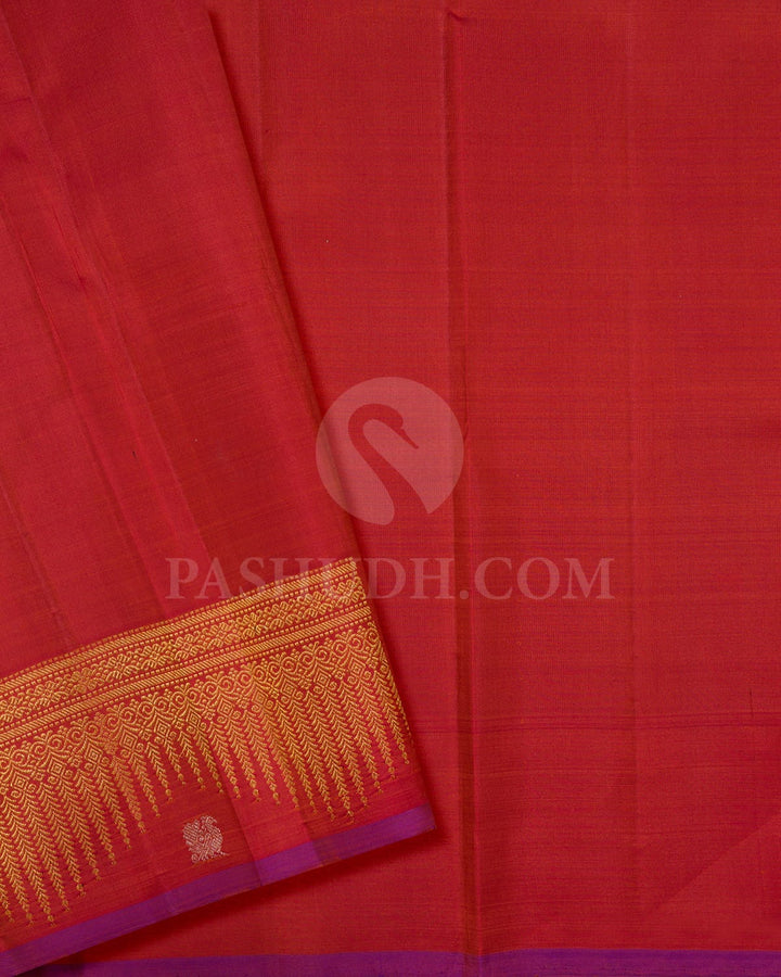 Rust Orange And Brick Red Kanjivaram Silk Saree-S1494(F)