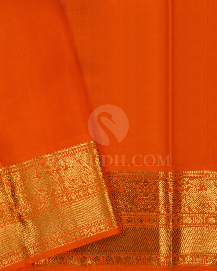 Mint Blue With Orange Kanjivaram Silk Saree-SP398
