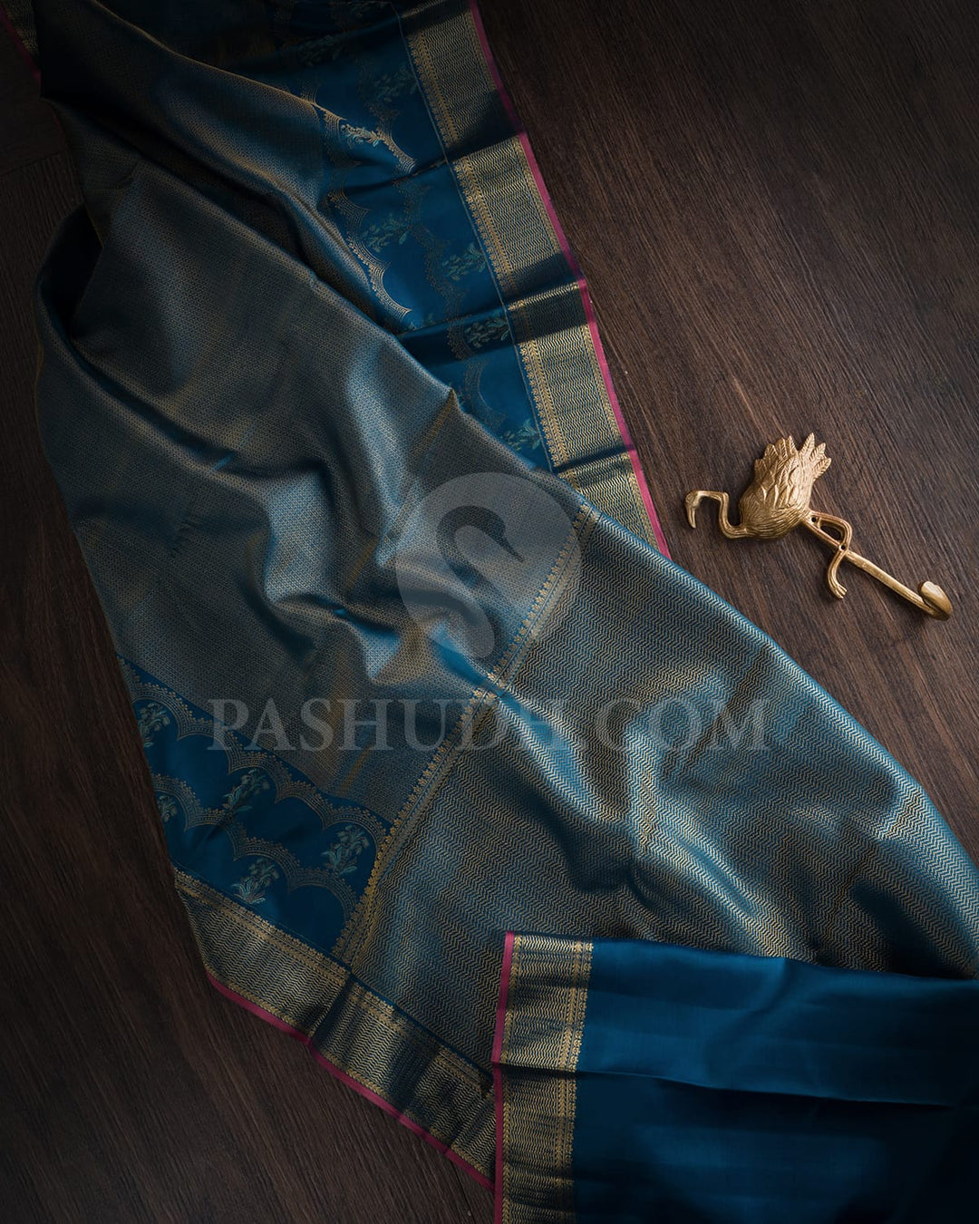 Peacock Blue Kanjivaram Silk Saree-D647(D)