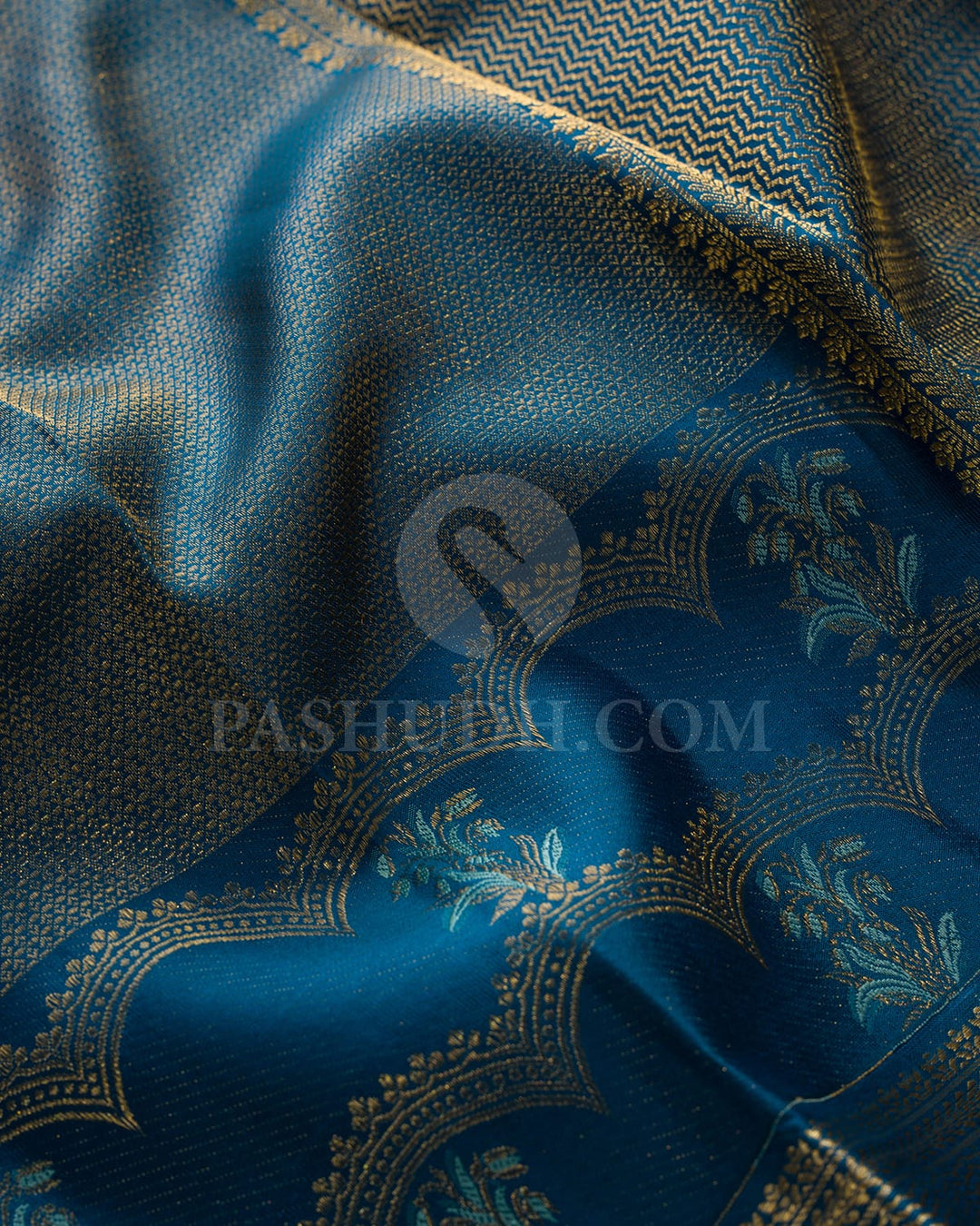 Peacock Blue Kanjivaram Silk Saree-D647(D)