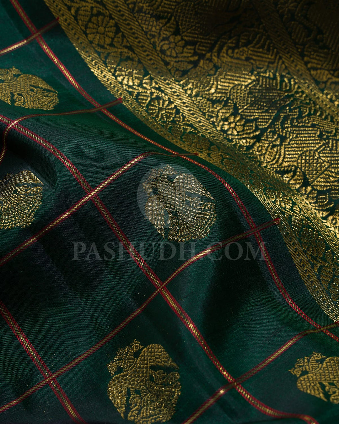 Bottle Green Kanjivaram Silk Saree-S1717(A)
