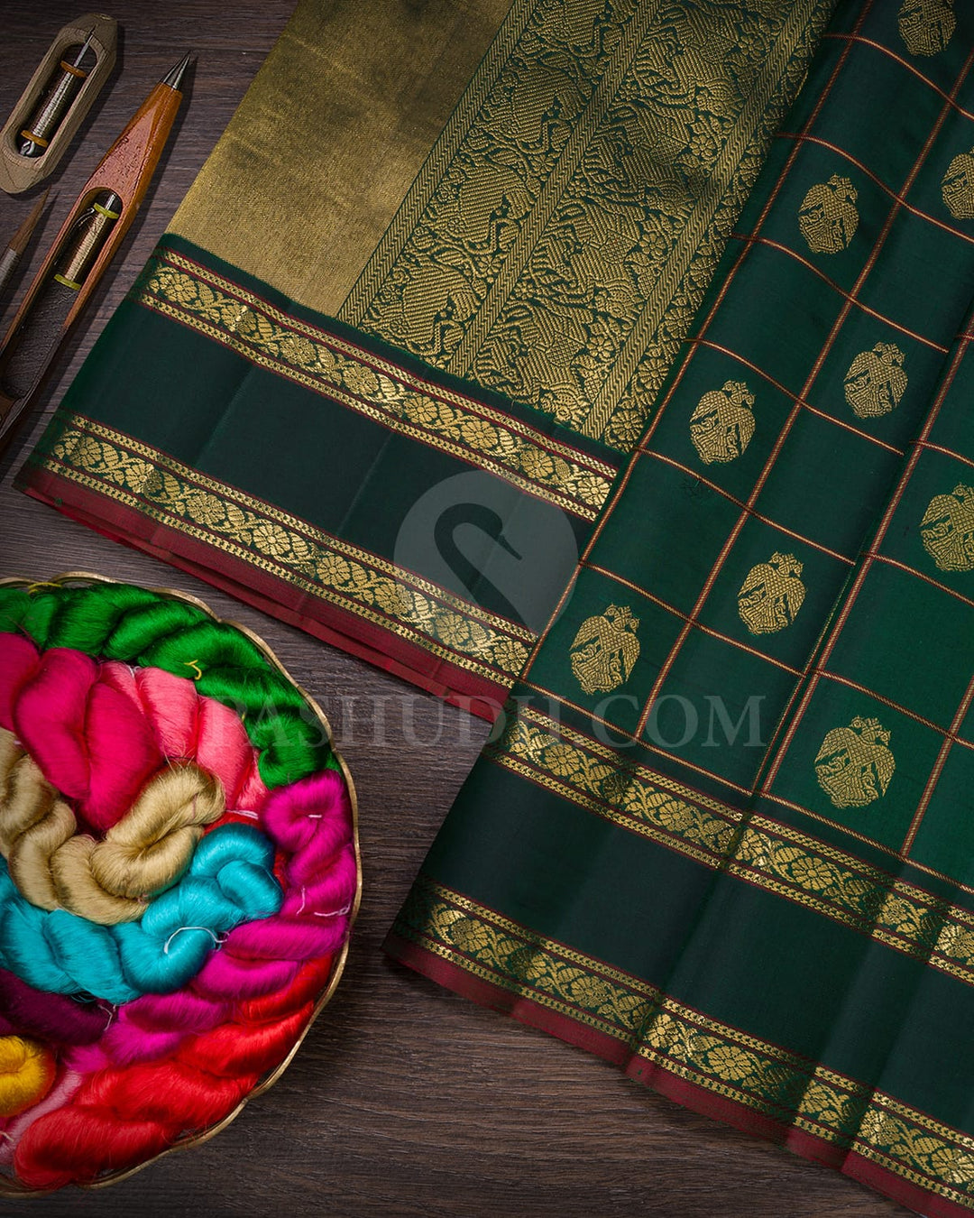 Bottle Green Kanjivaram Silk Saree-S1717(A)