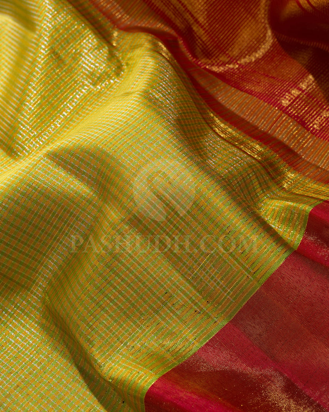 Yellow,Green And Red Kanjivaram Silk Saree-S1630(B)