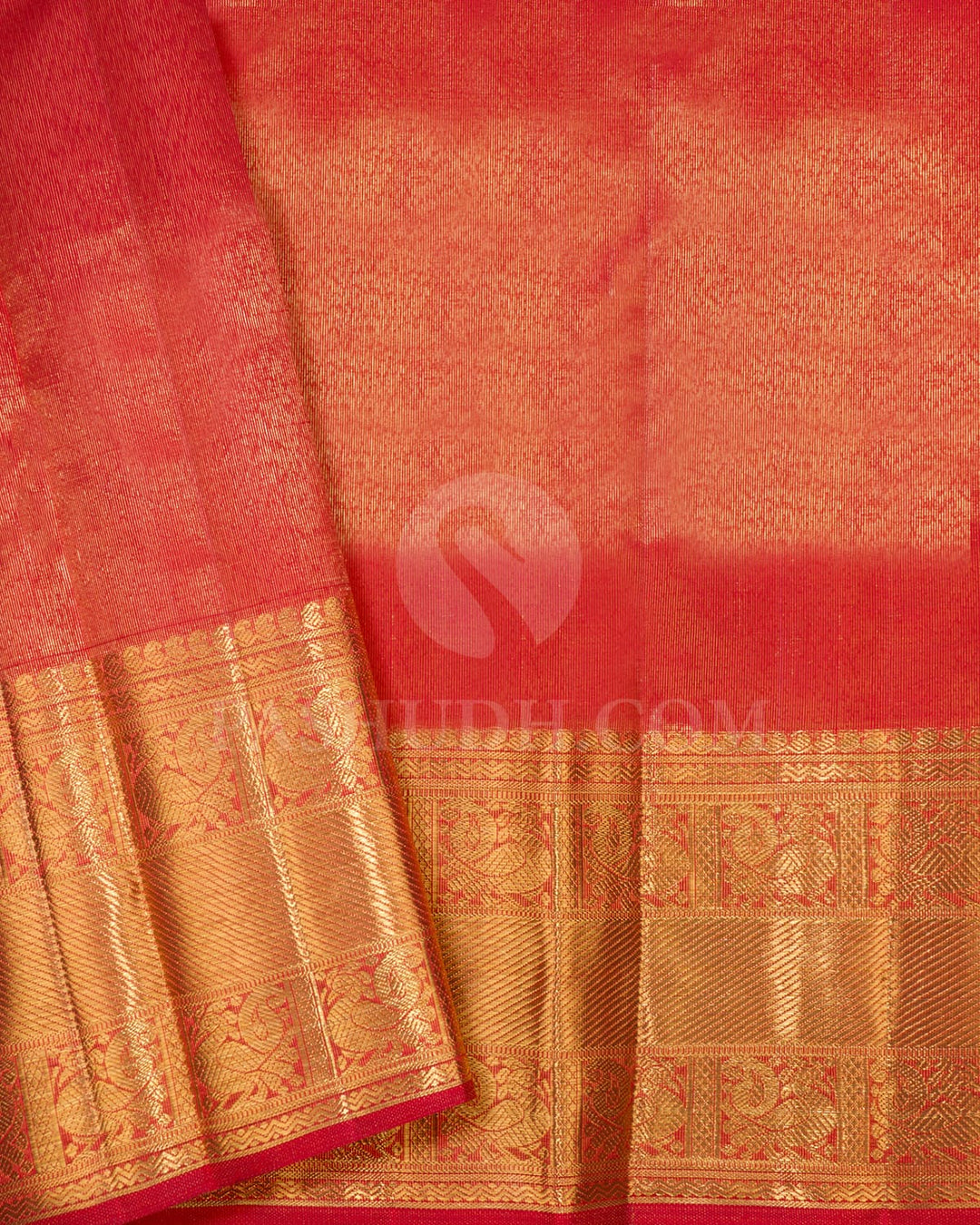 Sunset Red Kanjivaram Silk Saree-SP402