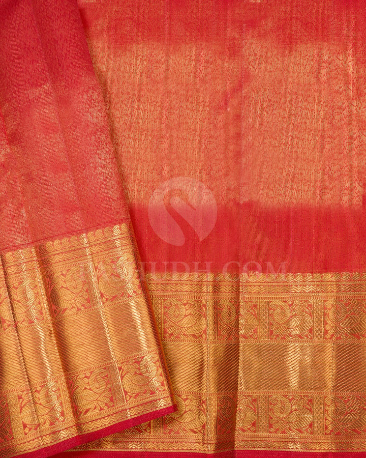 Sunset Red Kanjivaram Silk Saree-SP402