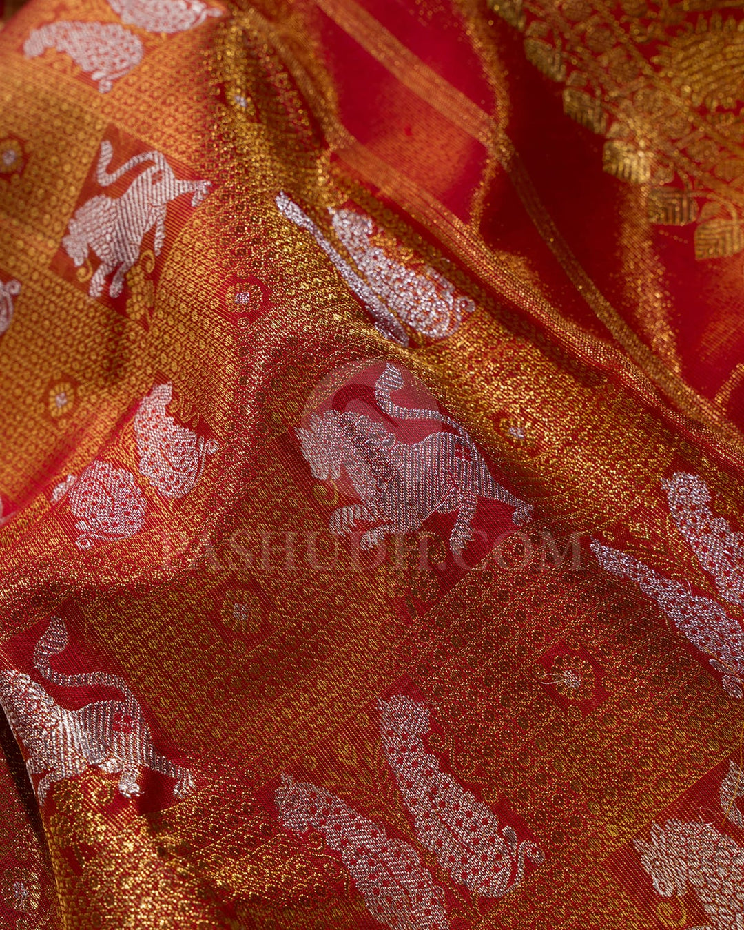 Sunset Red Kanjivaram Silk Saree-SP402