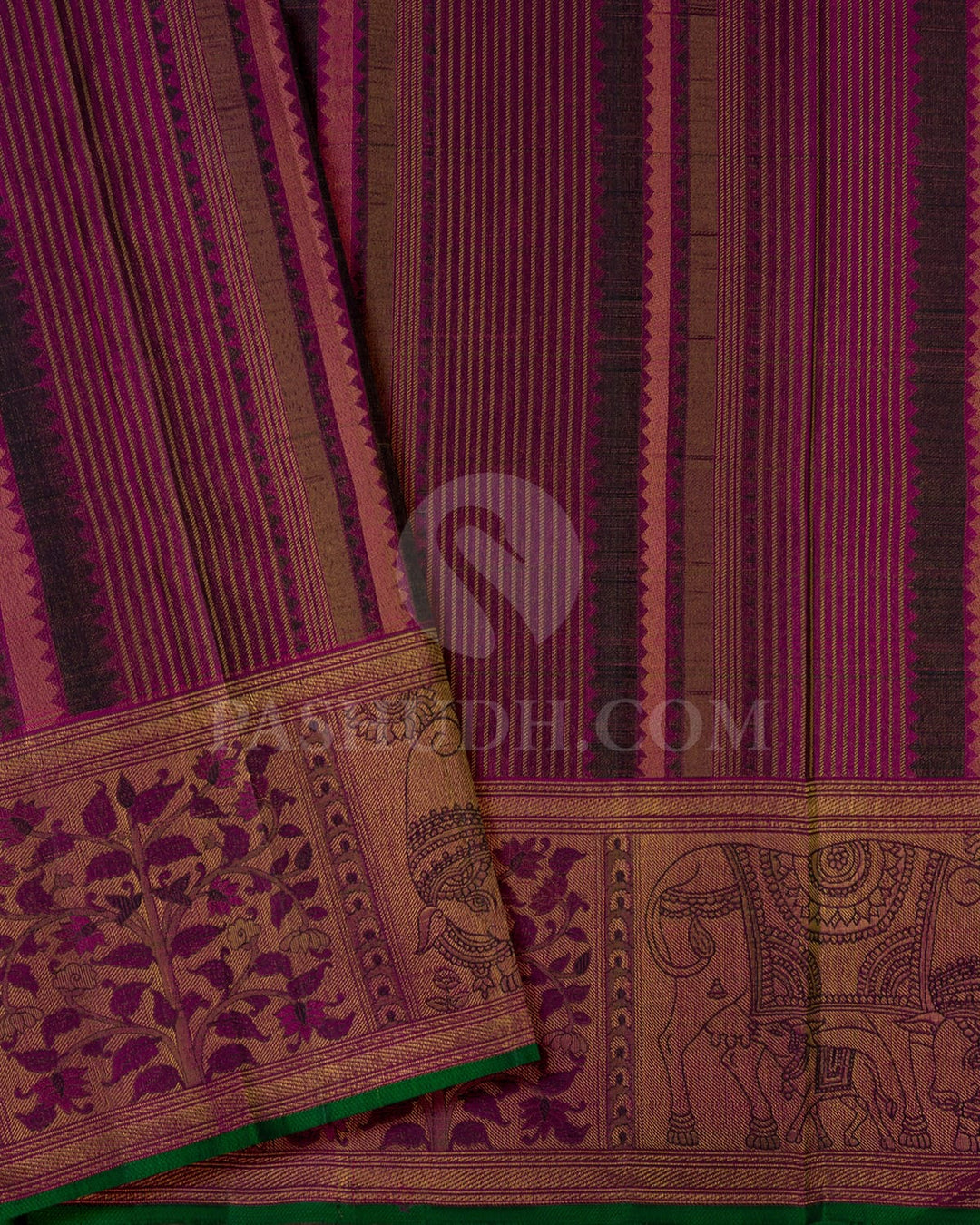 Black, Beige And Magenta Kanjivaram Silk Saree-DJ441(A)