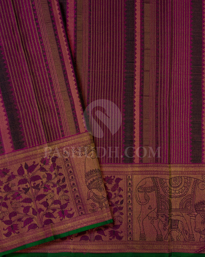 Black, Beige And Magenta Kanjivaram Silk Saree-DJ441(A)