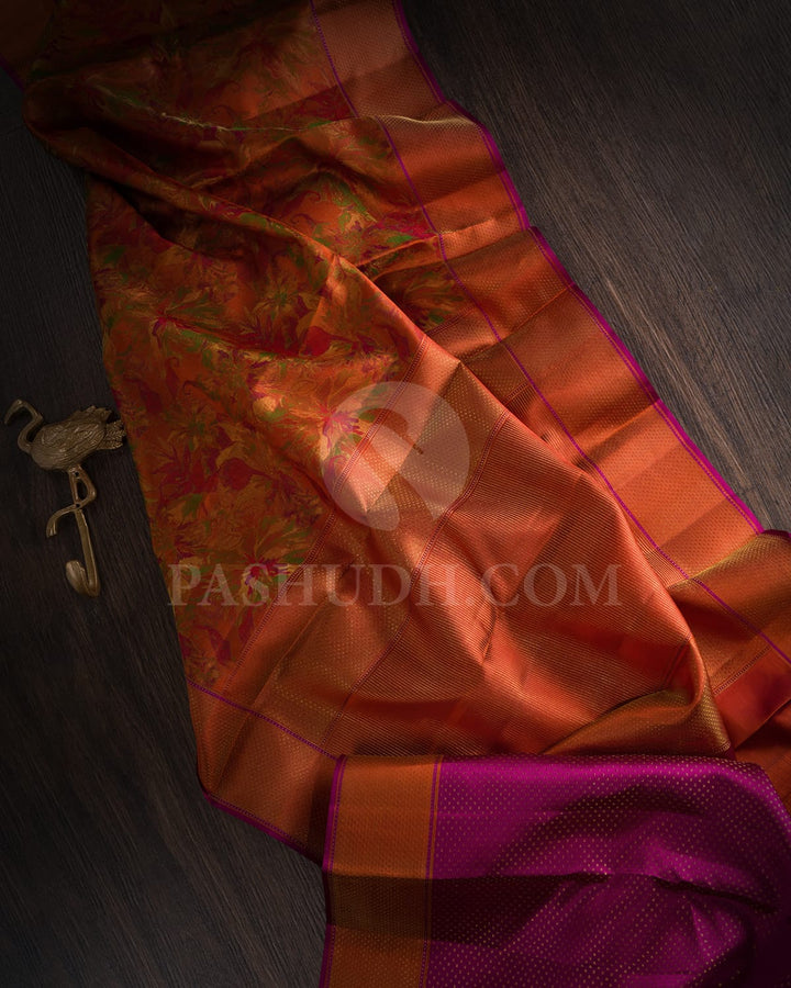 Rust Orange Kanjivaram Silk Saree-DJ355(N)