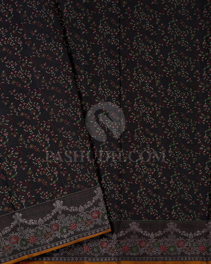 Beige And Black Kanjivaram Silk Saree-DJ433(B)