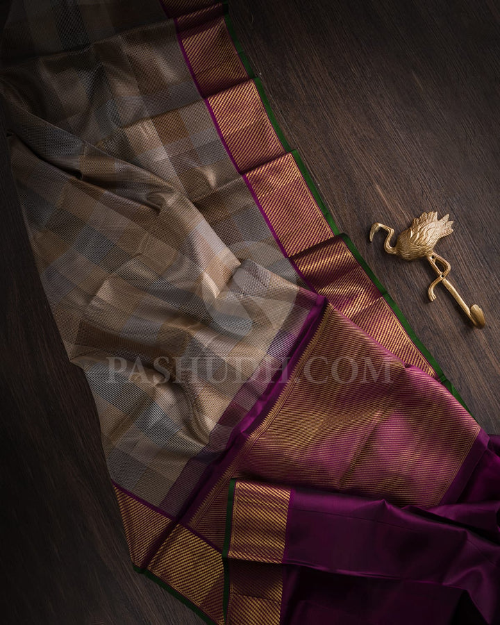 Black And Beige Kanjivaram Silk Saree-DJ442(A)