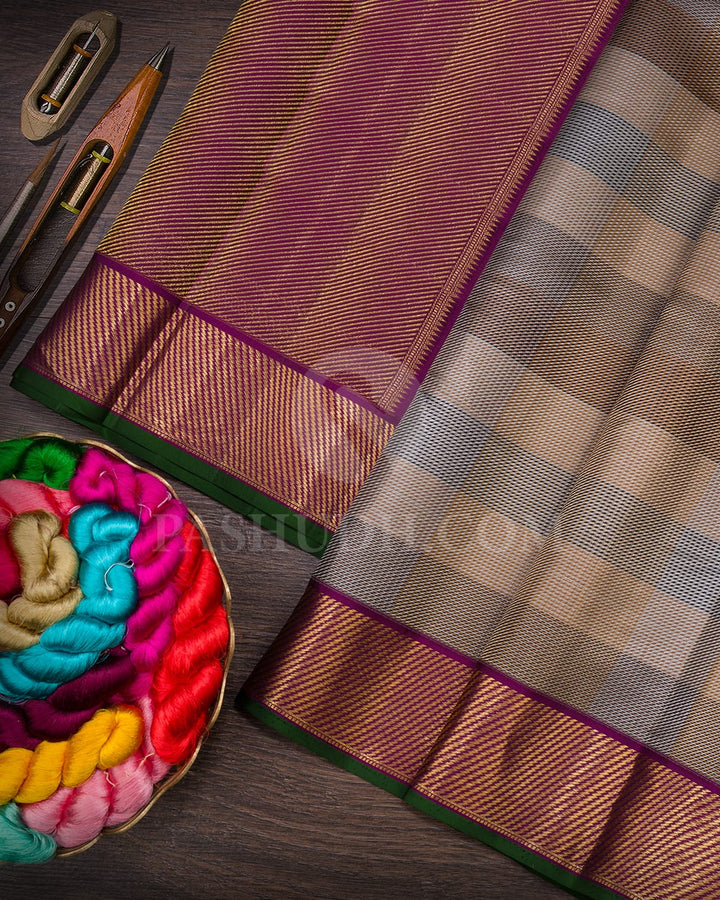 Black And Beige Kanjivaram Silk Saree-DJ442(A)