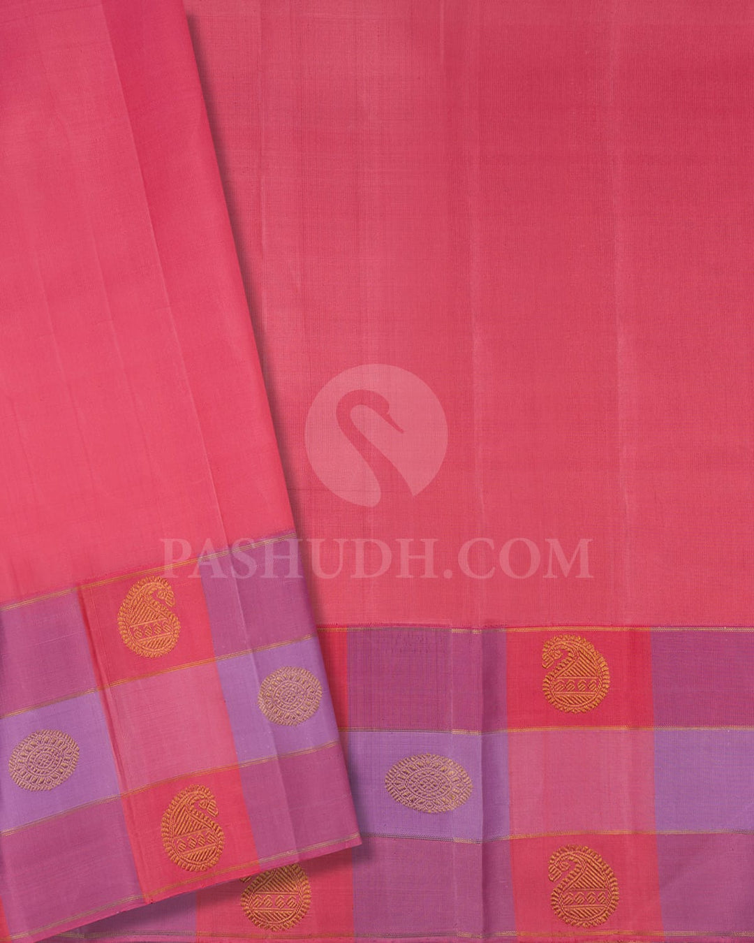 Turquoise Green With Pink And Lavender Kanjivaram Silk Saree-S1708(A)