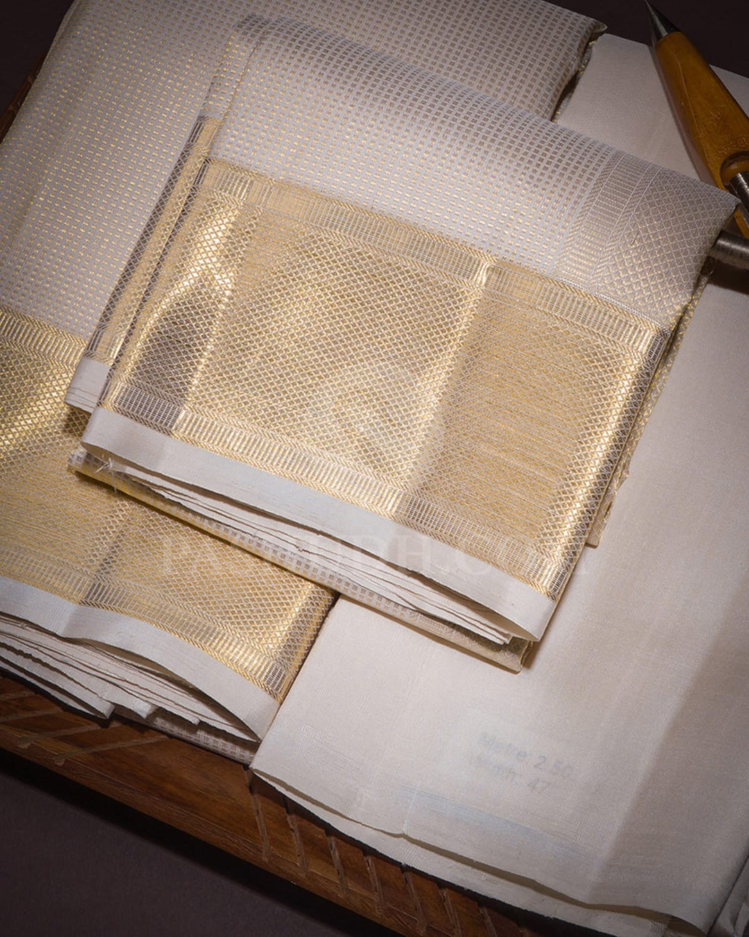 Ivory Pure Silk Dhothi With Shirt-V43