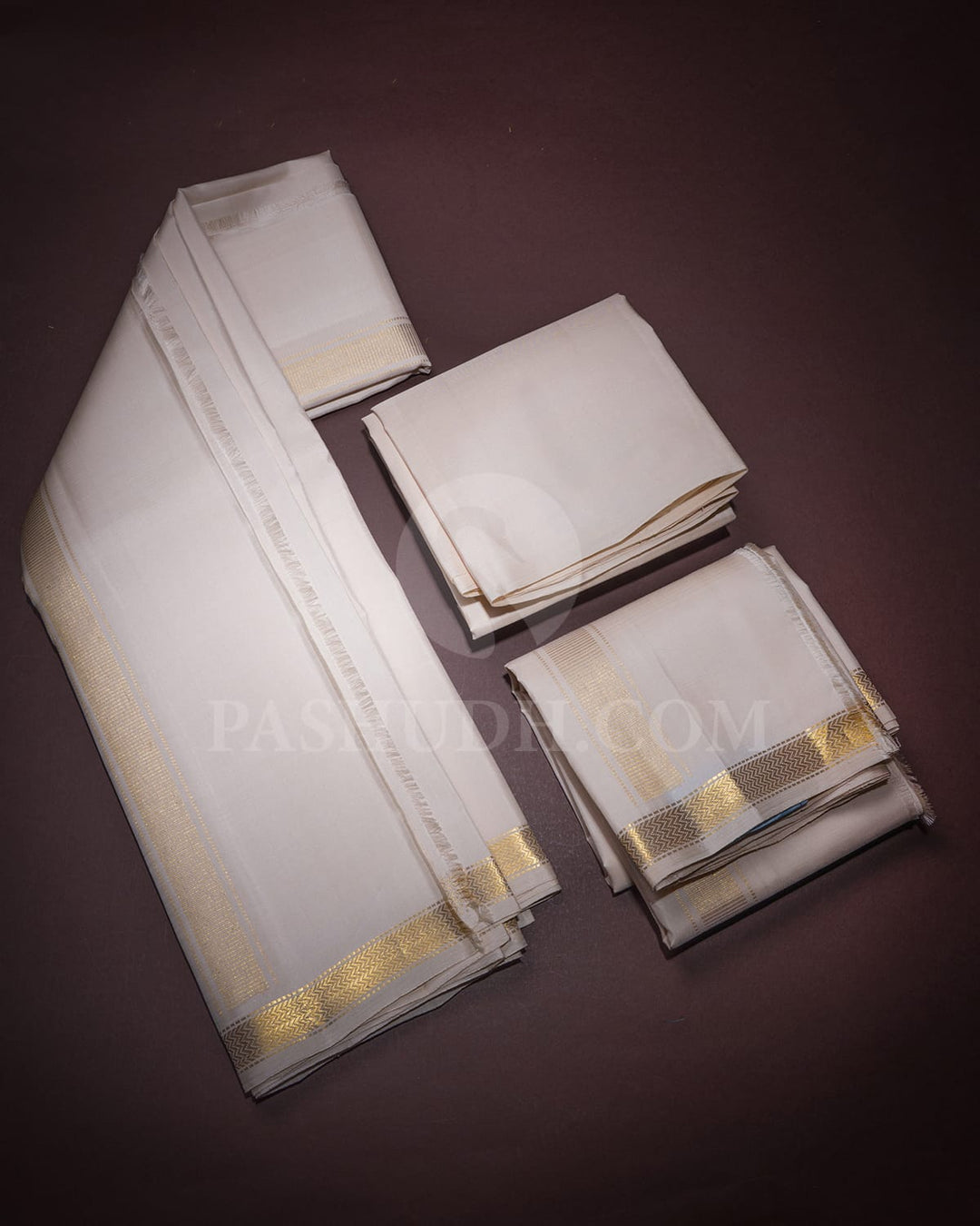 Ivory Pure Silk Dhothi With Shirt-V44