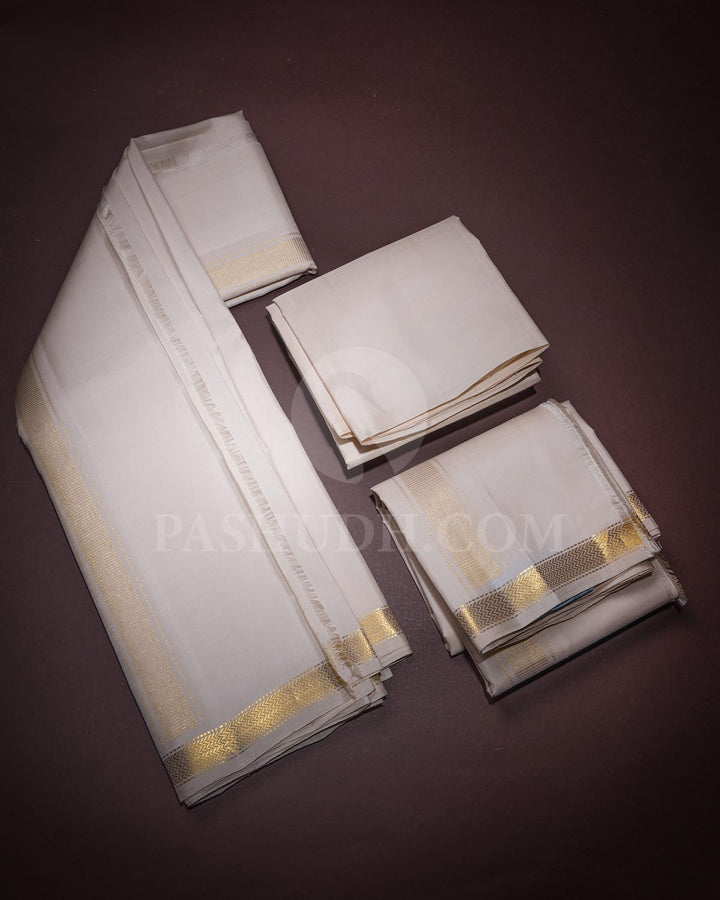Ivory Pure Silk Dhothi With Shirt-V44