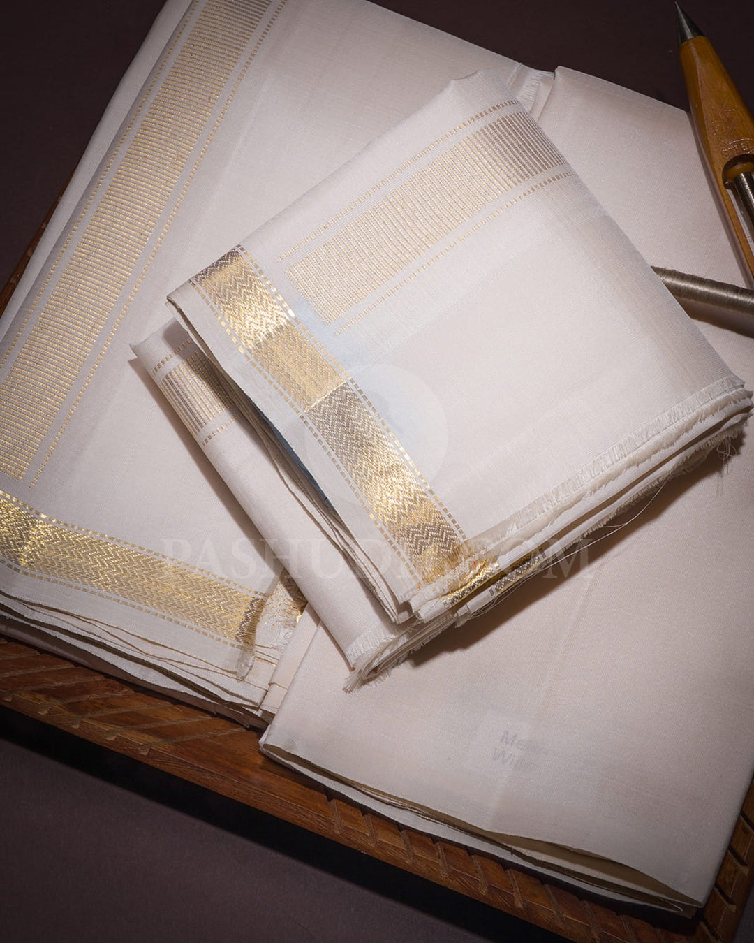 Ivory Pure Silk Dhothi With Shirt-V44