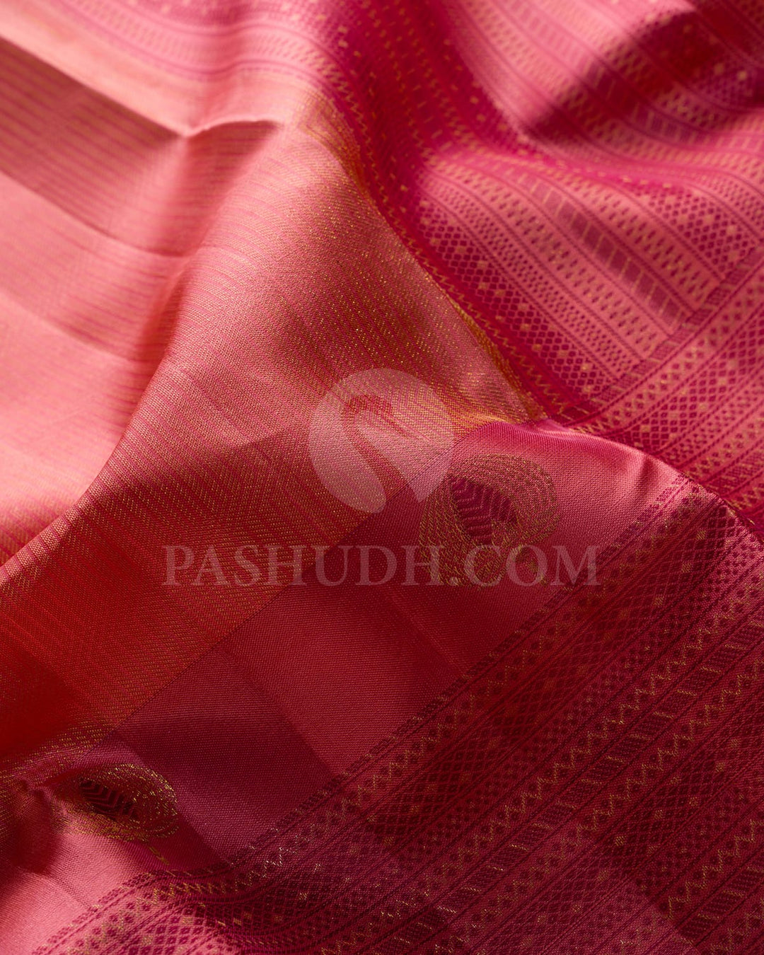 Peachy Pink Kanjivaram Silk Saree-D631(D)