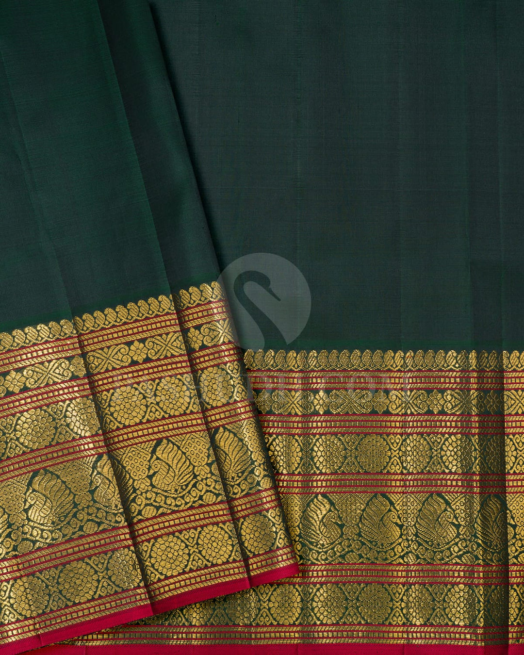 Steel Blue With Teal Green Kanjivaram Silk Saree-S1518(C)