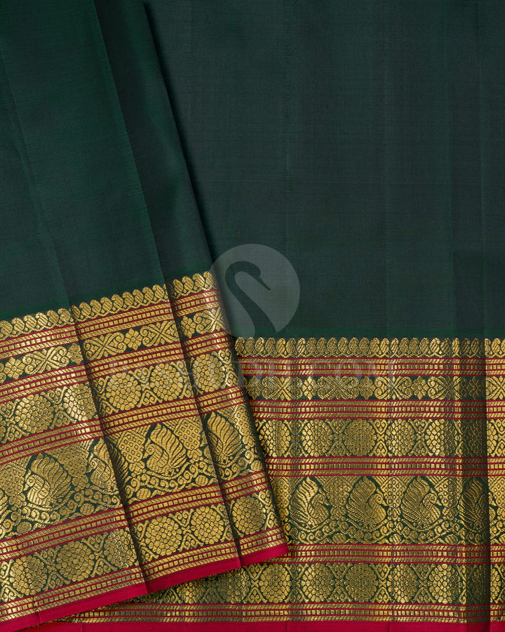 Steel Blue With Teal Green Kanjivaram Silk Saree-S1518(C)