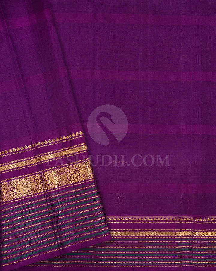 Rose Pink And Plum Organza Kanjivaram Silk Saree-S1698(A)