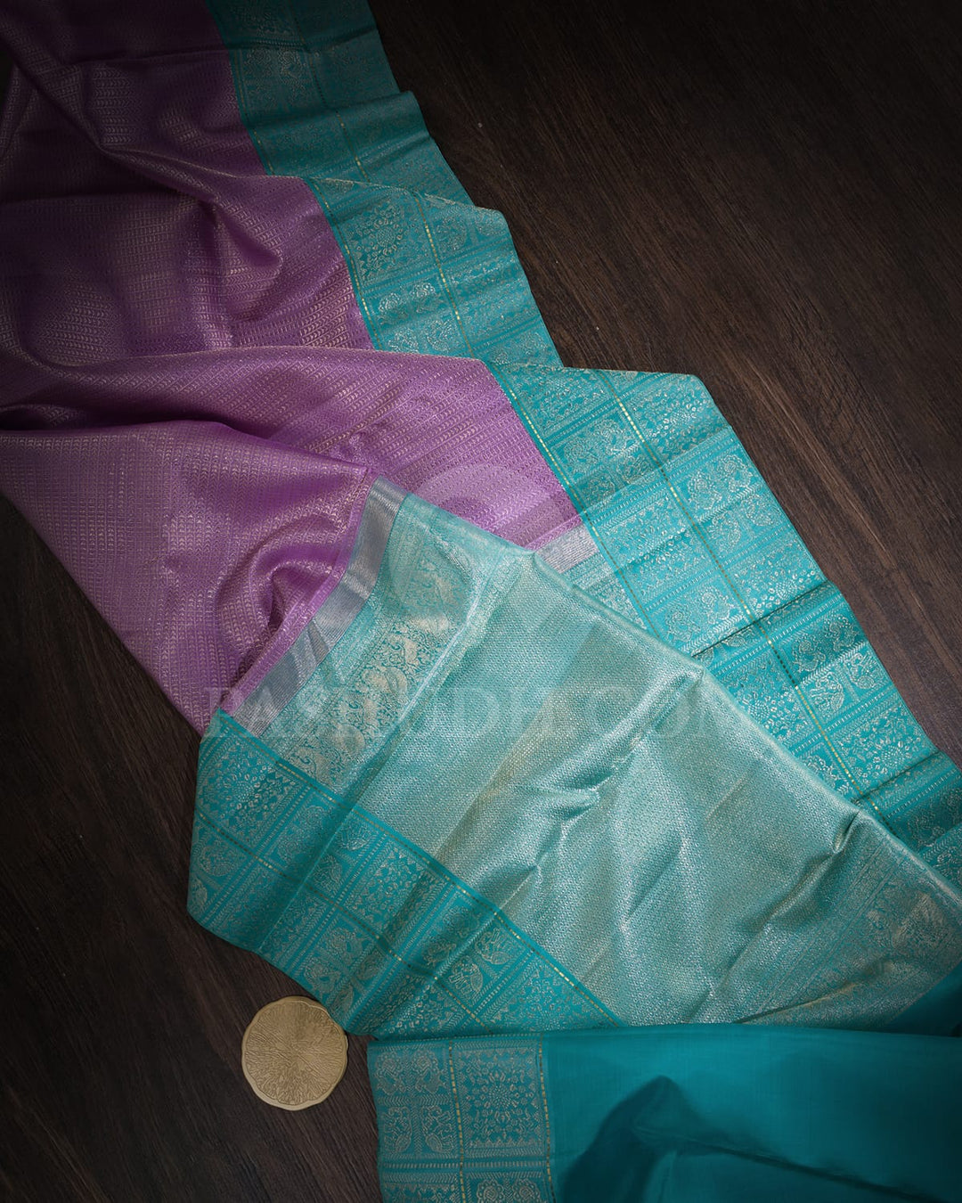 Lavender And Sky Blue Kanjivaram Silk Saree-S1305(E)