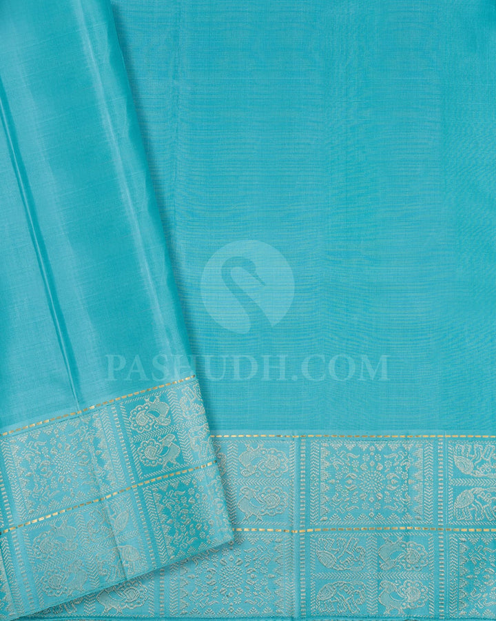 Lavender And Sky Blue Kanjivaram Silk Saree-S1305(E)