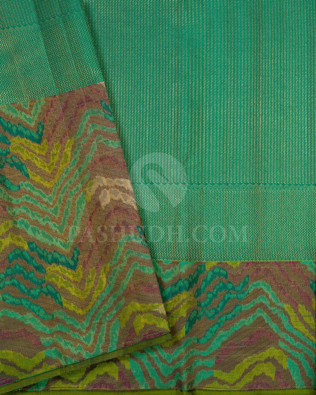 Navy Blue With Olive Green Kanjivaram Silk Saree-D678(A)