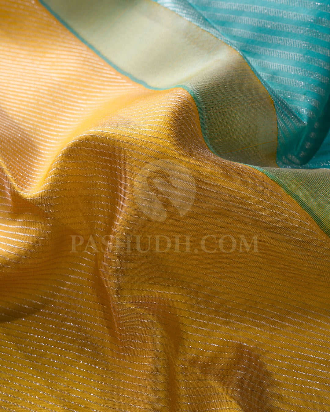 Tuscany Yellow With Sky Blue Kanjivaram Silk Saree-D674(B)