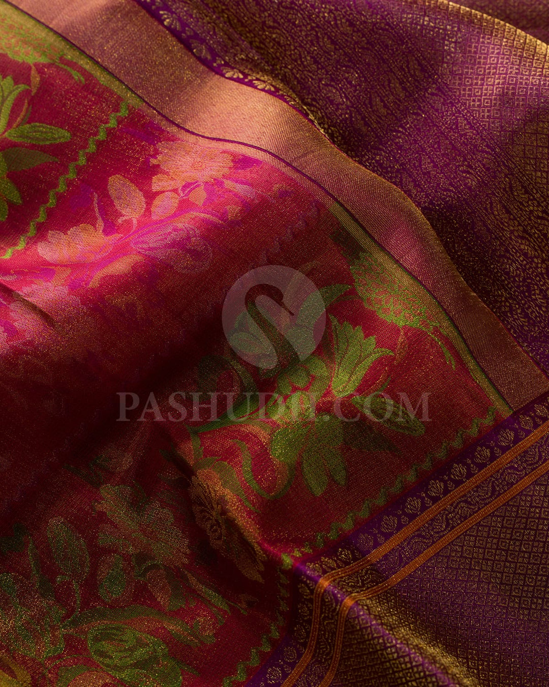 Red And Purple Kanjivaram Silk Saree-D645(D)