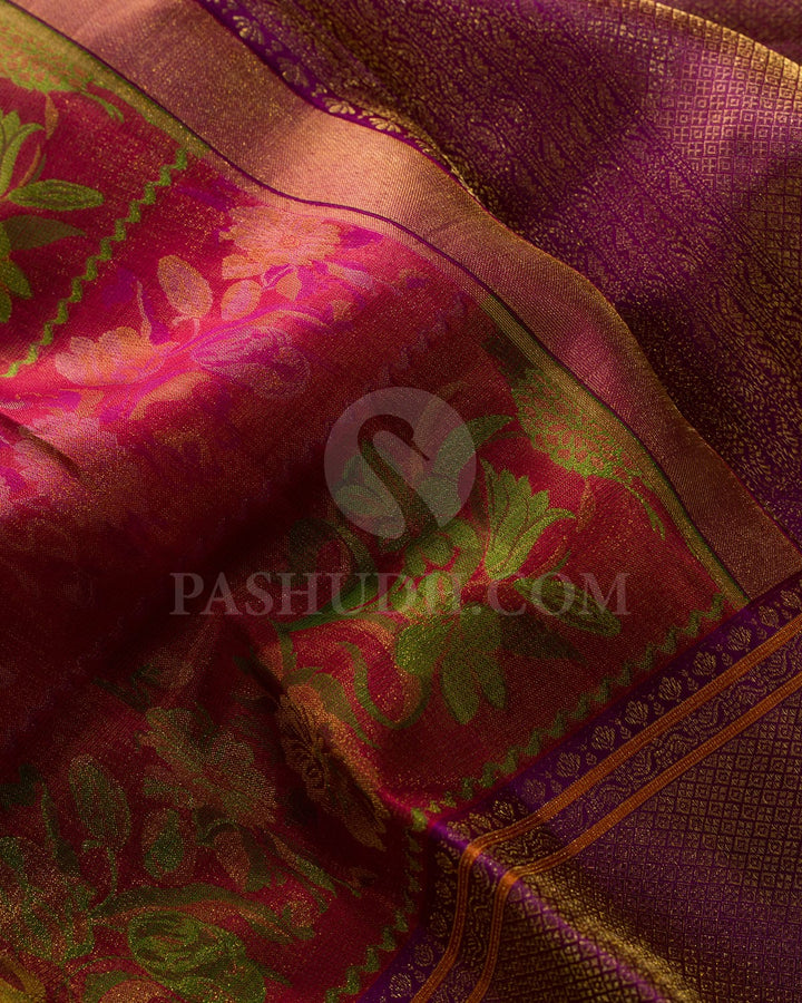 Red And Purple Kanjivaram Silk Saree-D645(D)