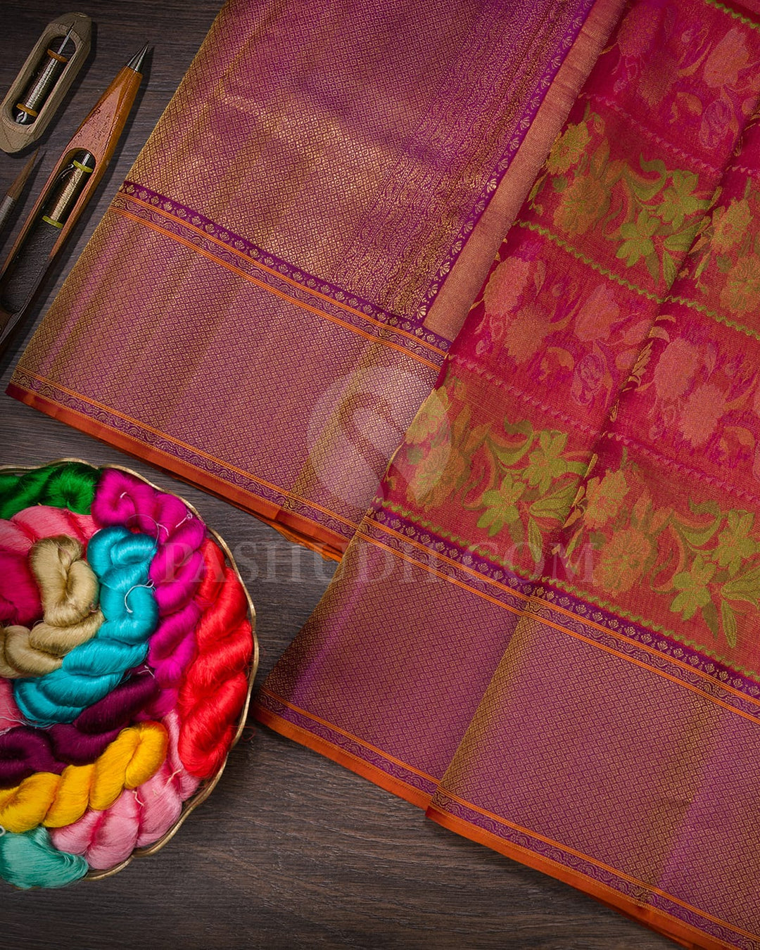 Red And Purple Kanjivaram Silk Saree-D645(D)