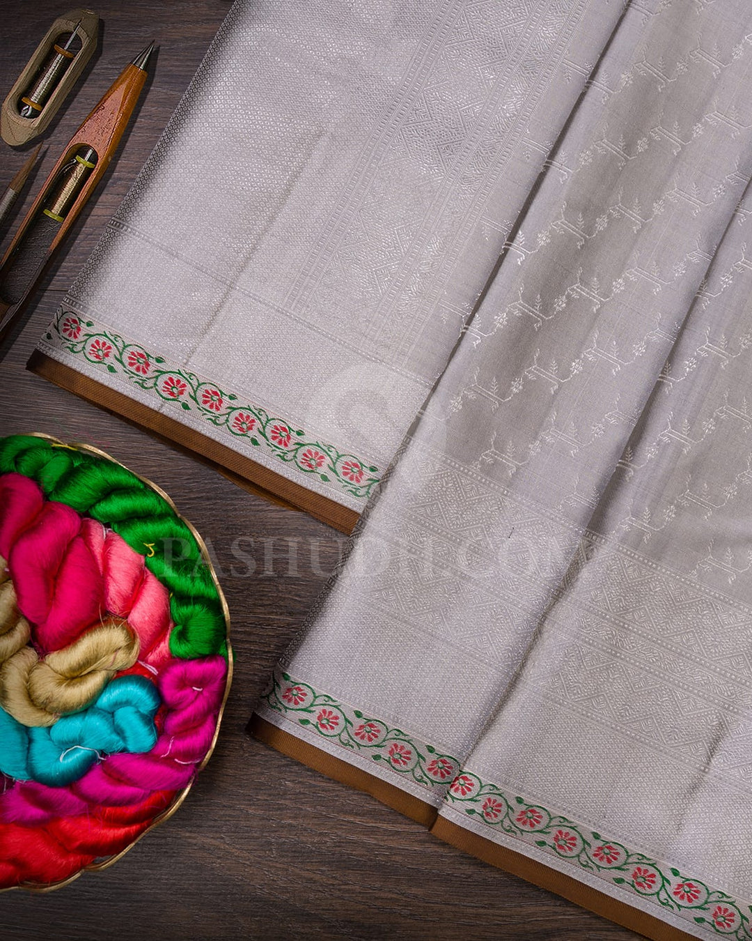 Silver Grey Kanjivaram Silk Saree-DT320(A)
