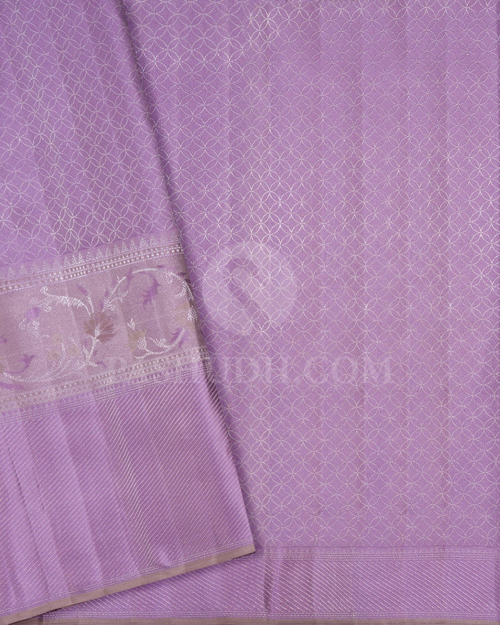 Pastel Mint And Pastel Lavender Kanjivaram Silk Saree-D676(A)