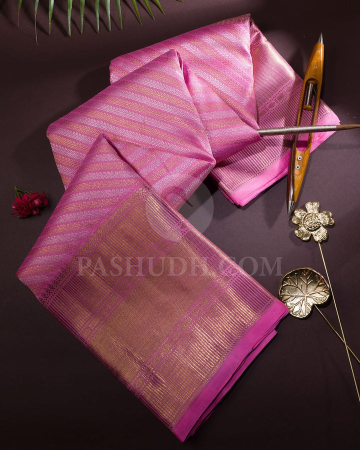 Rose Pink Bridal Kanjivaram Silk Saree-SP393