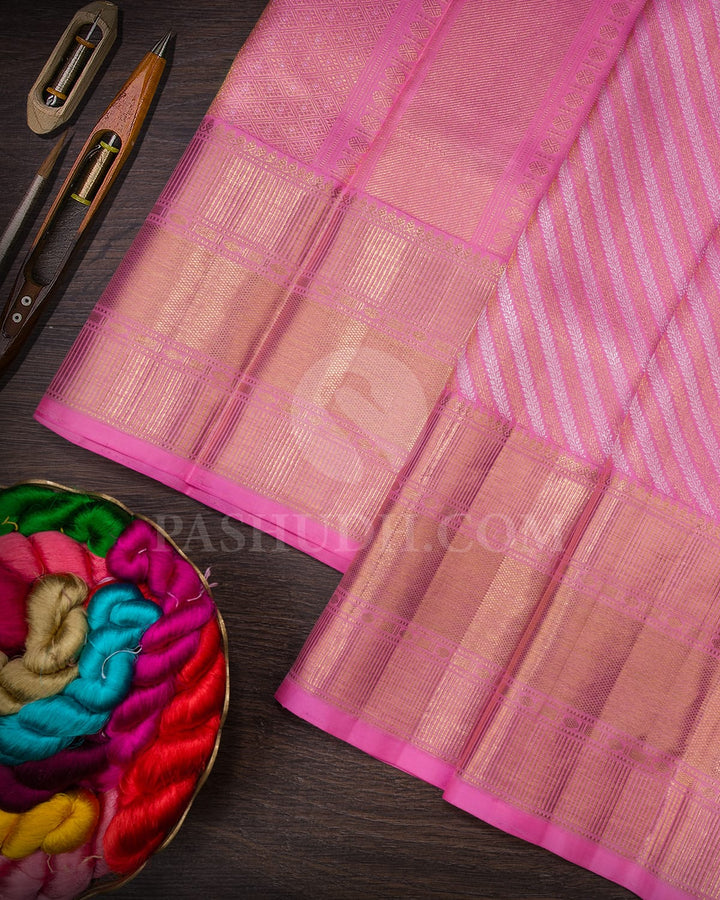 Rose Pink Bridal Kanjivaram Silk Saree-SP393