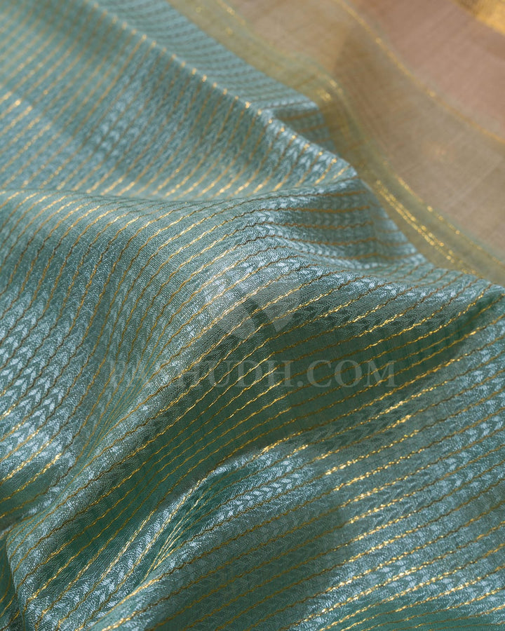 Teal Kora Semi Organza Kanjivaram Silk Saree-S1704(A)