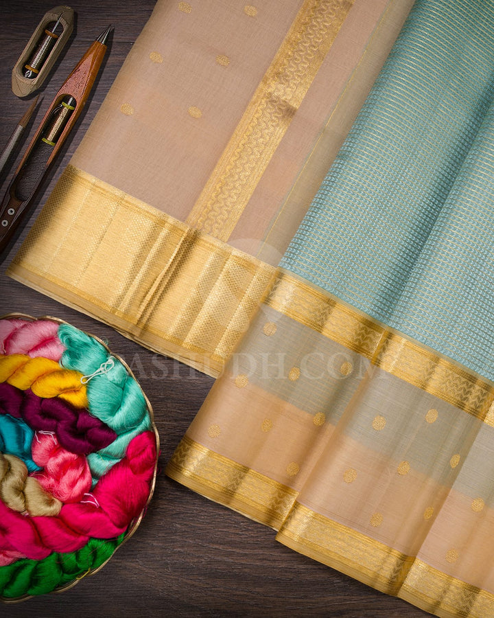 Teal Kora Semi Organza Kanjivaram Silk Saree-S1704(A)