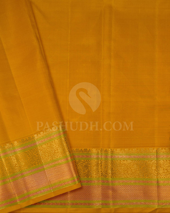 Sky Blue With Mango Yellow Kanjivaram Silk Saree-S1696(A)