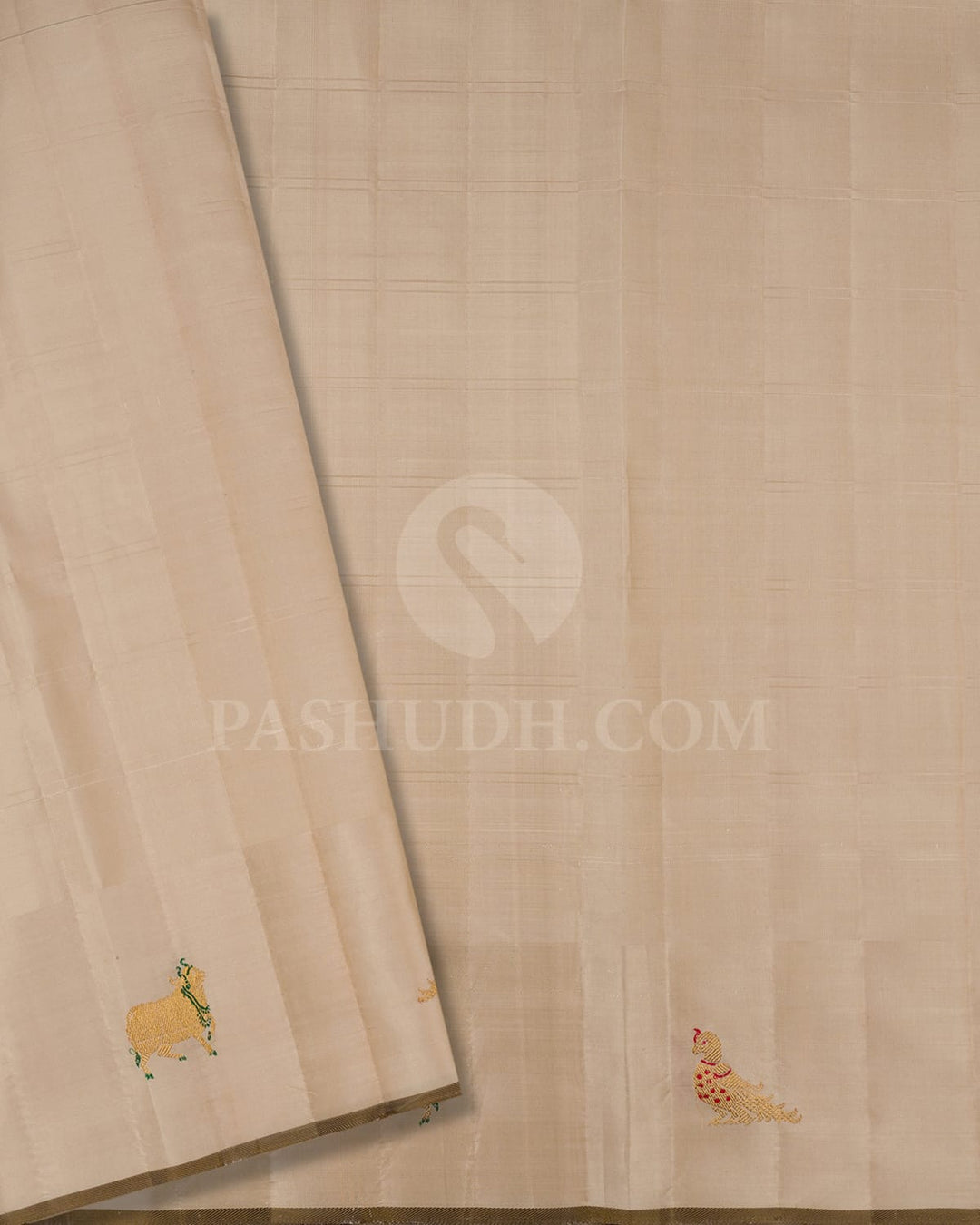Orange With Cream Kanjivaram Silk Saree-S1716(A)