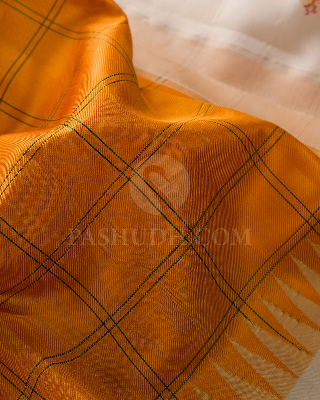 Orange With Cream Kanjivaram Silk Saree-S1716(A)